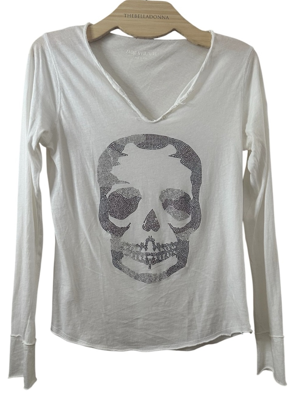Zadig & Voltaire White Long-Sleeve Skull Tee Shirt S - Picture 2 of 10